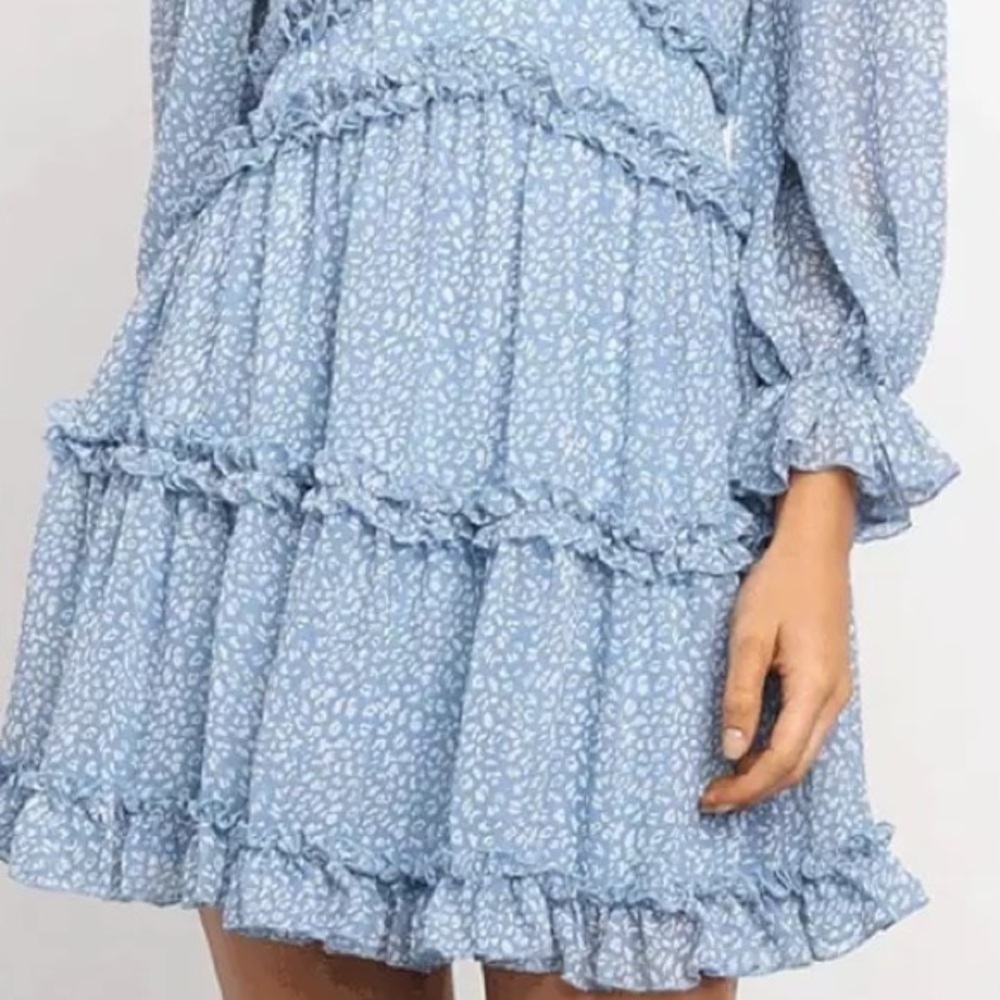 Ruffled Chiffon Boho Holiday Summer V-Neck Long Sleeve Women Backless dress - Picture 4 of 4